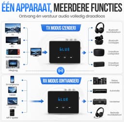 Strex Bluetooth Transmitter en Receiver 3 in 1 Adapter - Bluetooth Audio Zender en Ontvanger - Bluetooth 6.0 - AUX/RCA/Optisch - Draadloos - 15 meter bereik — thumbnail 3