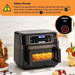 Heteluchtfriteuse – Airfryer - Airfryer Oven XXL - 12L - Dubbele Kookkamer Instelbaar - 2000W - 240V - 8 Voorgeprogrammeerde Programma's - LED Touchscreen - Kijkvenster - Zwart — thumbnail 4