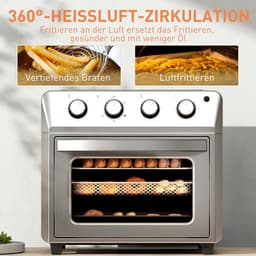 Mini Oven - Convectieoven Hetelucht - Gezond Koken - 360 Graden Luchtcirculatie - 24 Liter Capaciteit - Zilver — thumbnail 3