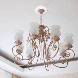 Decoratief Plafondmedaillon voor Verlichting en Plafondventilator - Witte PU Kap — thumbnail 2