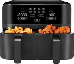 Slimme Airfryer - Dubbele Mand - Gezond Koken - Snelle Luchtcirculatie - 9 Qt - Zwart — thumbnail 1