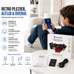 FivesquareNL Retro Handheld Game Console – 400 Spellen – USB Oplaadbaar – 2.4 Inch Kleurenscherm – Draagbare Spelcomputer voor Kinderen & Volwassenen – Zwart — thumbnail 4