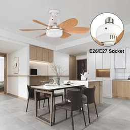 North Collective AirFlow - Plafond Ventilator Verlichting E27 - LED Ventilatorlamp met Afstandsbediening - 3 Snelheden - 52 cm - Wit — thumbnail 4