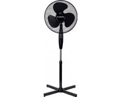 Staande Ventilator – 16 inch – 3 Snelheden – Oscillatiefunctie – Verstelbare Hoogte – Stil (≤65 dB) – 40-55W – Metalen Rooster – Zwart