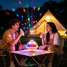 Mini Karaoke Set - Roze - Met Bluetooth Speaker, Microfoons en Discolamp - 4 Stemvervormers - Party Box - Draagbaar - voor Thuis en Feestjes - Verjaardagscadeau voor Kinderen — thumbnail 5