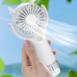 Draagbare Ventilator - Hand Fan - Verkoeling Buiten - Met Verfrissende Mist - 16.8 x 8.2 cm - Wit — thumbnail 3