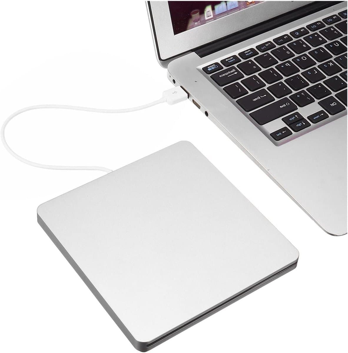 Externe DVD Writer - CD Brander - Bestanden Archiveren - USB 3.0 Snelheid - Ultra Dun - Zilver — afbeelding 1