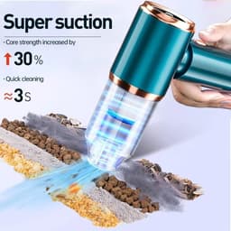 Draagbare Stofzuiger - Mini Reiniger - Auto Interieur - Krachtige Zuigkracht - 500 Gram - Blauw — thumbnail 2