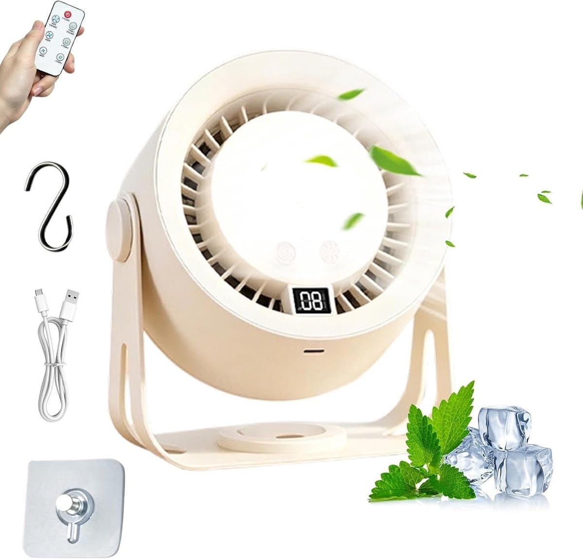 Desktop Ventilator - Draagbare Fan - Persoonlijk Comfort - 2-In-1 Verstelbaar - 16 cm Hoog - Wit — afbeelding 1