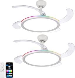 Oraymin Set van 2 Plafondventilator met Lamp 50 cm – Uitschuifbare Transparante Bladen - CCT 3000K-6000K - RGB en 6 Snelheden — thumbnail 1