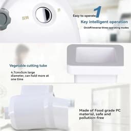 Elektrische Kaasrasp - Keukenmachine - Snel Ingrediënten Bereiden - 3 Roestvrij Staal Bladen - 300W Vermogen - Wit — thumbnail 4