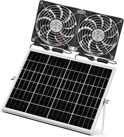 Zonne Ventilator - Luchtstroom Ventilator - Kassen Ventileren - Borstelloze Motor - 12W Zonnepaneel - Zwart — thumbnail 4