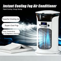 Luchtkoeler Ventilator - Draagbare Airco - Verkoeling Binnen - Met Sfeerlicht - 16x16x16 cm - Wit — thumbnail 3