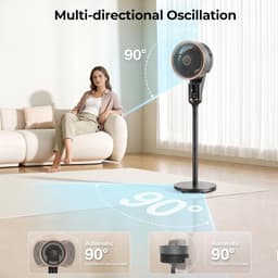 Staande Ventilator - Vloer Ventilator - Zomerse Koelte - Stille Werking - 35 cm Hoog - Grijs — thumbnail 3
