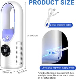 Kleine USB-ventilator met luchtbevochtiger - stille bureauventilator met 6 snelheden, luchtkoeler met ledlicht in 7 kleuren, voor slaapkamer, kantoor — thumbnail 4