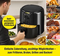 Heteluchtfriteuse - Airfryer Aircooker - Gezond Frituren - Snelle Luchtcirculatie - 4.2 Liter - Zwart — thumbnail 4