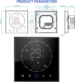 Slimme Thermostaat - Programmeerbare Regelaar - Energie Besparen - Ultra Dun Paneel - 13 Mm Dik - Zwart — thumbnail 5