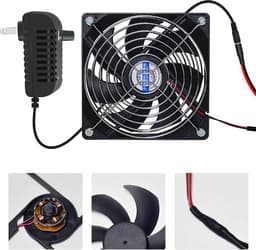Ventilator - Afzuiger - Luchtcirculatie Verbeteren - Dubbele Netbescherming - 12cm - Zwart — thumbnail 5