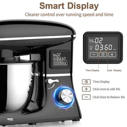 Keukenmachine 1500W - Standmixer 6,5L met LED Display - 6 Snelheden - RVS Mengkom - Wite — thumbnail 5