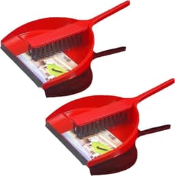 Stofblik en Borstel - Veegset - Snel Opruimen - Rubberen Lip Ontwerp - 2 Sets - Rood — thumbnail 5