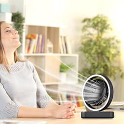 VHV - Ventilator - Tafelventilator - Tafelventilator met Automatische Oscillatie & Nachtlamp - 1800mAh Oplaadbare Ventilator met 270° Zwenkfunctie - Stille Air Circulator voor Bureau en Slaapkamer - Roze — thumbnail 5