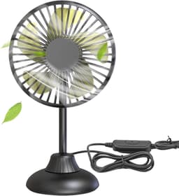 Dubbele Kop Auto Ventilator - Elektrische Ventilator Auto - Auto Koelen - 360 Graden Draaibaar - 140 cm Snoer - Zwart — thumbnail 1