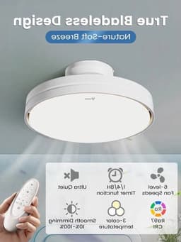 Plafondventilator – Ventilator Zonder Bladen – Bladloze Ventilator – LED Ventilator – Dimbare Plafondventilator – Stil Met Afstandsbediening – 30W LED Verlichting Met 3 Kleurtemperaturen — thumbnail 3