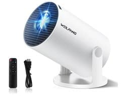 SnelShoppen - Mini Beamer 1080P Full HD, Geüpdatet Mei 2026, WiFi 6, Bluetooth 5.4, 180° Draaibaar, Compatibel met iOS/Android/TV Stick, Perfect voor