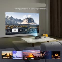 Beamer - Projector - Mini Projector - Full HD Native 1080P - met 120-inch E-ALR Projectorscherm & Stand – Outdoor Camping & Home Theater – EU Plug — thumbnail 1
