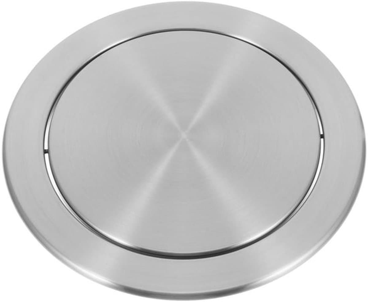 Dailygoods- Klapdeksel Inbouwdesign - Afvalemmer - Roestvrij Staal - Compact - Geschikt voor Thuis/Kantoor - Afmetingen 16,5 x 16,5 x 3,3 cm - Afvalbakdeksel — afbeelding 1