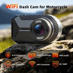 SnelShoppen - Motor-dashcam zonder display, 1080p HD waterdichte frontcamera met wifi-app, loopopname, 110° groothoek voor auto, motor en scooter — thumbnail 5