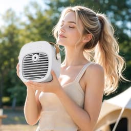 Bureauventilator - Draagbare Airco - Oplaadbaar - 4000mAh - 3 Snelheden - Stil - voor Thuis, Kantoor en Reizen - Groen — thumbnail 3
