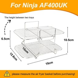 Grote heteluchtfriteuse, accessoires voor Ninja Foodi Max Dual Zone AF400EU, 9,5 l, airfryerrek/rooster, Af400eu accessoires, grillrooster/manden voor Ninja heteluchtfriteuse, 304 gecoat — thumbnail 5