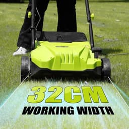 Elektrische Verticuteermachine – Gazonbeluchter – Mosverwijderaar – Wortelverwijderaar – Gazonverzorging – 2-in-1 Rolensysteem – 1500 Watt Motor – Werkbreedte 32 cm – 30 Liter Opvangbak – Instelbare Werkdiepte — thumbnail 2