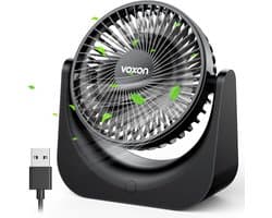 USB Tafelventilator Stil – 5 Snelheden – 90° Draaibaar – Compact met 1,5 m Kabel – Zwart