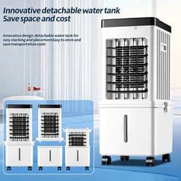 Draagbare luchtkoeler - Multifunctionele koeling - Draagbaar - Gemakkelijk water bij te vullen - Ruimtebesparend - 65 watt - 10 liter - Wit — thumbnail 2