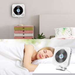 CD-speler - Bluetooth mini-luidspreker - Ingebouwde hifi-luidsprekers - Met display - Bureau - Inclusief standaard - Albumspeler - Geschikt voor volwassenen en kinderen - Werkt op netstroom - Draagbaar - KC-909 - Wit — thumbnail 4