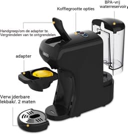 HiBREW H1A Espressomachine - 4-in-1 - Kapsels, ESE en Gemalen Koffie — thumbnail 4