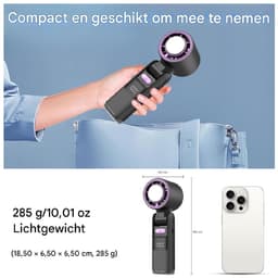 GELLDG Tafelventilator - Mini Ventilateur met Digitale Display - Snelheidsregeling 1-100 - 4000mAh Batterij - Lichtgewicht & Draagbaar - Geschikt voor Thuis, Kantoor en Reizen - Kunststof - 183x60x60mm — thumbnail 5