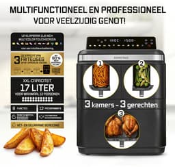 GOURMETmaxx FryUp3 Verticale heteluchtfriteuse, 3 kamers, heteluchtfriteuse XXL, 17 liter, airfryer met multi-colour inklapbaar touchdisplay, Air Fryer friteuse voor 12 personen, 12 — thumbnail 5
