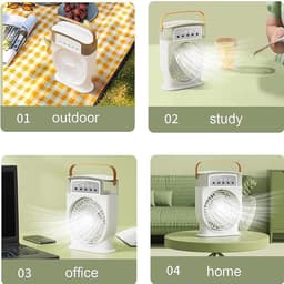 Ventilator - Draagbare Koelventilator met Ijskoelsysteem - Vernevelingsventilator voor Thuis Kantoor en Buiten - 3 Windsnelheden en Verstelbare Hoogte - Stille Werking en Energiezuinig - Oplaadbaar via USB - Witte Kleur — thumbnail 5