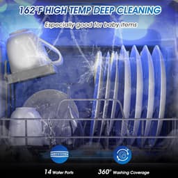 Tafelblad Vaatwasser - Compacte Afwasser - Keuken Reinigen - 6 Programma's - 4 Personen - Wit en Zwart — thumbnail 3