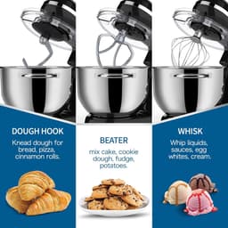 Keukenmachine Kneedmachine - Elektrische Mixer - Bakken Thuis - Krachtige 1500W Motor - 6.2QT Kom - Zwart — thumbnail 5