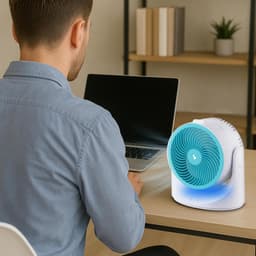 Mini airco luchtkoeler USB draagbaar met 3 snelheden, LED verlichting, ijsbakjes en verstelbare luchtstroom — thumbnail 3