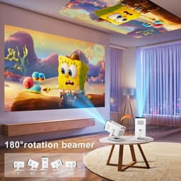 SnelShoppen - Mini Beamer 4K Projector, Draagbare WiFi 6 en Bluetooth 5.4 Video Projector, Home Cinema met Automatische Correctie en Handmatige Focus, — thumbnail 4
