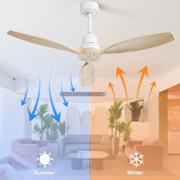 FloraGrace Ventilator – 52 Zoll – Fluisterstille DC-Motor – Metaal En Hout – Wit – Voor Woonkamer En Slaapkamer – Omkeerbaar — thumbnail 2