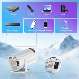 SnelShoppen - Mini-Beamer 1080p 4K Draagbare Projector met WiFi 6 en Bluetooth 5.0 - Keystone 180° Draaibaar voor Mobiele Telefoon, TV-Stick, Feest, C — thumbnail 4