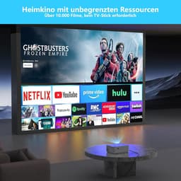 SnelShoppen - WiFi Bluetooth Beamer 4K Android OS Projector Native 1080P Autofocus 800 ANSI Lumen Mini Projector voor Thuisbioscoop, Outdoor, Tuin, Wo — thumbnail 3