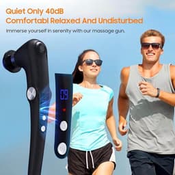Massagepistool met 10 verwisselbare opzetstukken, massagepistool met verwarmingsfunctie, rugmassageapparaat geschikt voor diepe weefselpijn, massager voor spierherstel van schouders en rug (blauw) — thumbnail 2