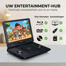Lenco Draagbare DVD Speler BRP-1150BK - 11.5 inch scherm - Draaibaar - Oplaadbare Accu en 12V stroomkabel - Zwart — thumbnail 4
